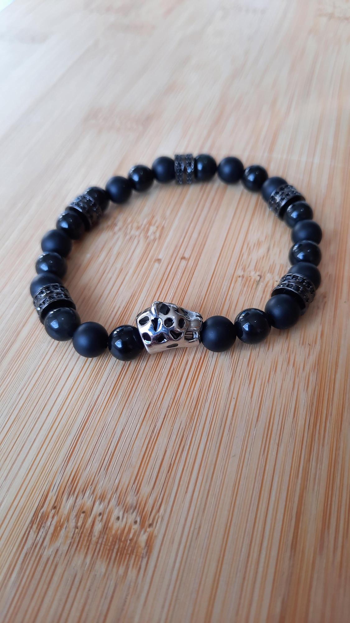 Obsidian Stealth Leopard Bracelet