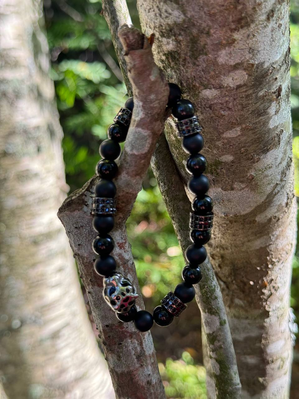 Obsidian Stealth Leopard Bracelet