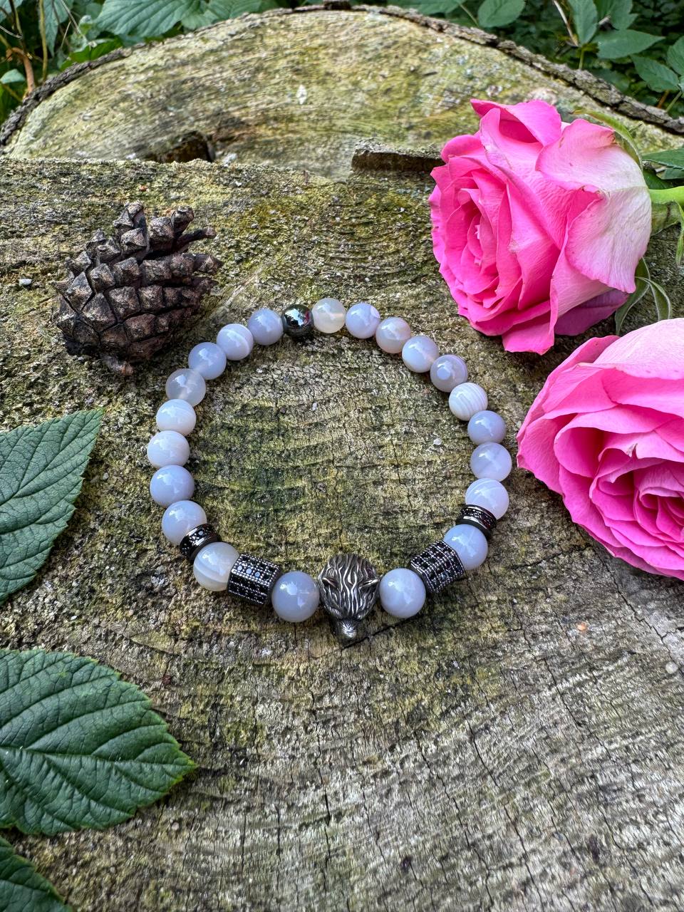 Shadow Wolf Agate Bracelet