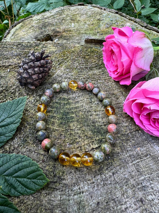 Vibrant Balance Unakite and Citrine Bracelet